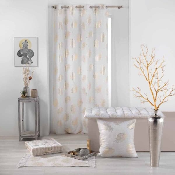 Voilage med ögla 140 x 240 cm sandfärgad voile Sunny gold