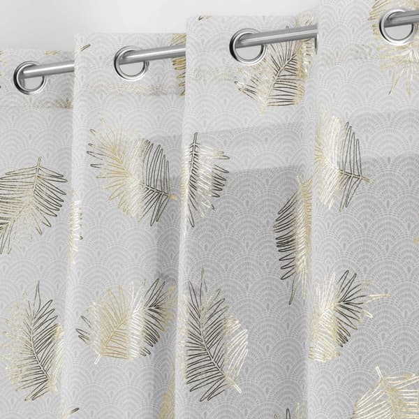 Voilage med ögla 140 x 240 cm sandfärgad voile Sunny gold