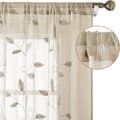 Pikkukuva 6 / 7: Bomclap Voile Verhopaneelit brodeeratuilla lehdillä – 2 kpl, 132x213/244cm, Valoa läpäisevät keinopellavaverhot makuuhuoneeseen ja olohuoneeseen