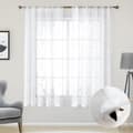 Pikkukuva 1 / 8: Bomclap Voile Verhopaneelit brodeeratuilla lehdillä – 2 kpl, 132x213/244cm, Valoa läpäisevät keinopellavaverhot makuuhuoneeseen ja olohuoneeseen