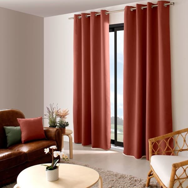 Mörkläggningsgardin - OBSKUR - Terrakotta - 140 x 240 cm - 8 öljetter - 100% polyester
