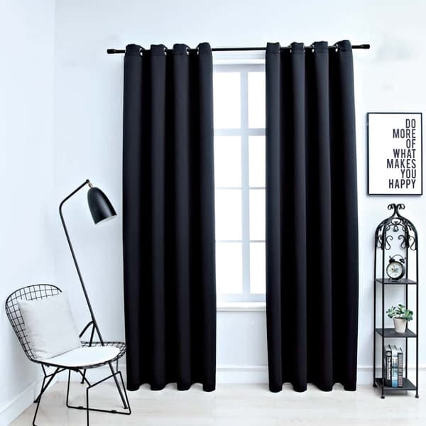 Mörkläggningsgardiner med ringar 2 st svart 137x213 cm tyg