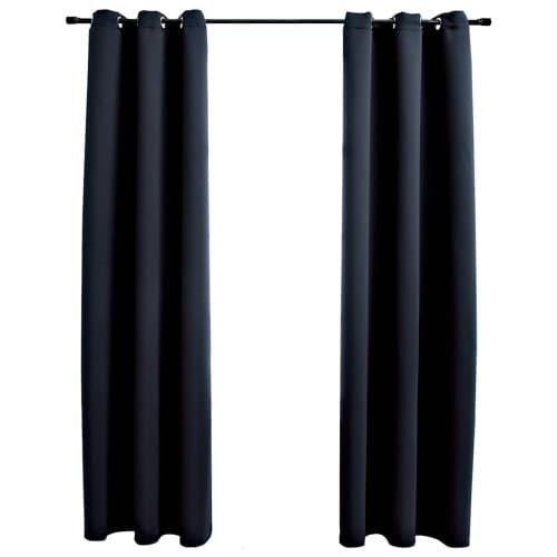 Mörkläggningsgardiner med ringar 2 st svart 97x213 cm tyg