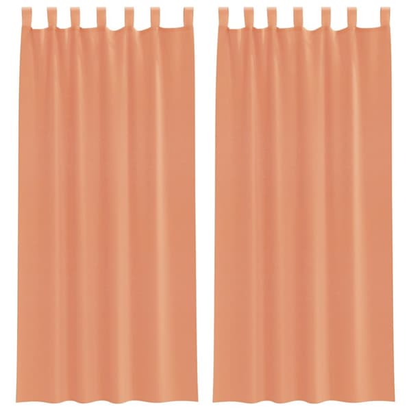 Voile gardiner med stångfickor 2 st terrakotta