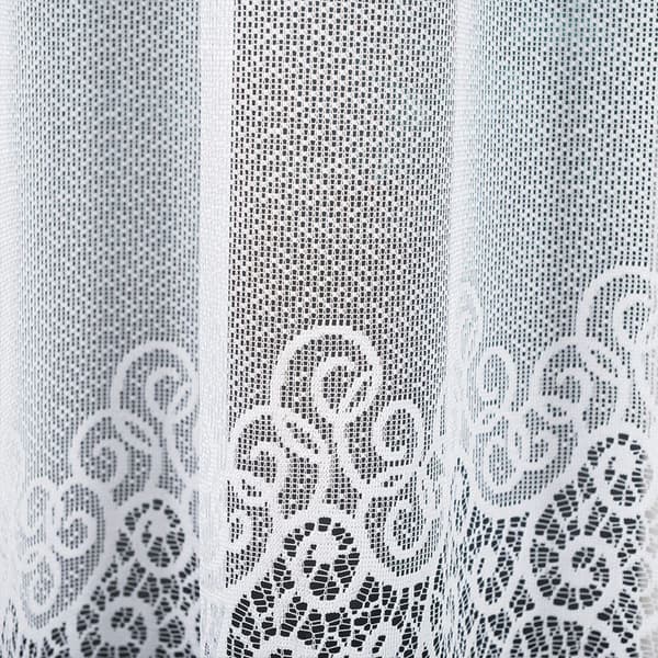 VIOLETTA - Færdigfremstillet jacquardgardin med underskæring forneden - 400x160 cm - hvid