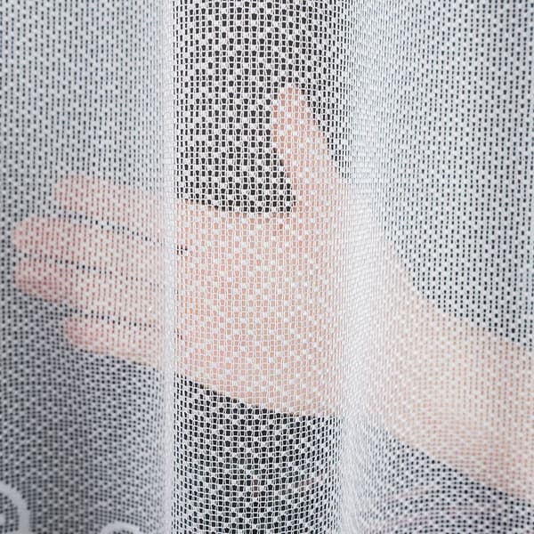 VIOLETTA - Færdigfremstillet jacquardgardin med underskæring forneden - 400x160 cm - hvid