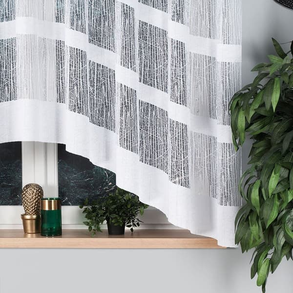 WIKTORIA - Färdig jacquardgardin med underskärning nedtill - 310x160 cm - vit