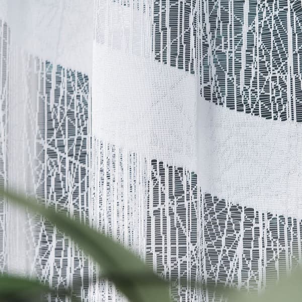 WIKTORIA - Färdig jacquardgardin med underskärning nedtill - 310x160 cm - vit