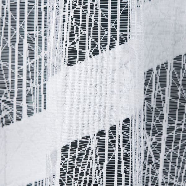 WIKTORIA - Färdig jacquardgardin med underskärning nedtill - 310x160 cm - vit