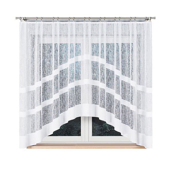 WIKTORIA - Färdig jacquardgardin med underskärning nedtill - 310x160 cm - vit