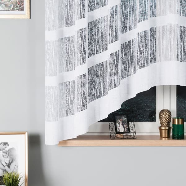 WIKTORIA - Färdig jacquardgardin med underskärning nedtill - 310x160 cm - vit