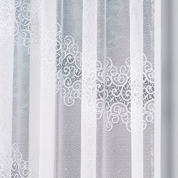 VIOLETTA - Færdigfremstillet jacquardgardin med underskæring forneden - 300x160 cm - hvid
