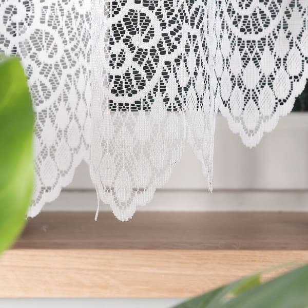 VIOLETTA - Færdigfremstillet jacquardgardin med underskæring forneden - 300x160 cm - hvid
