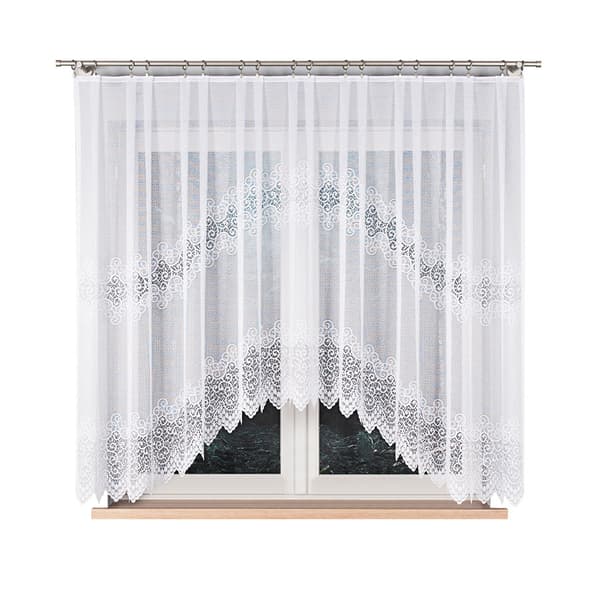 VIOLETTA - Færdigfremstillet jacquardgardin med underskæring forneden - 300x160 cm - hvid