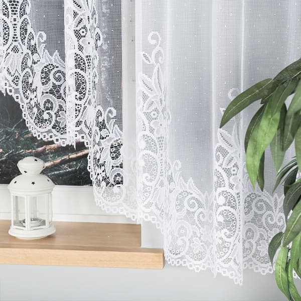 BERENIKA - Færdigfremstillet jacquardgardin med underskæring forneden - 530x160 cm - hvid