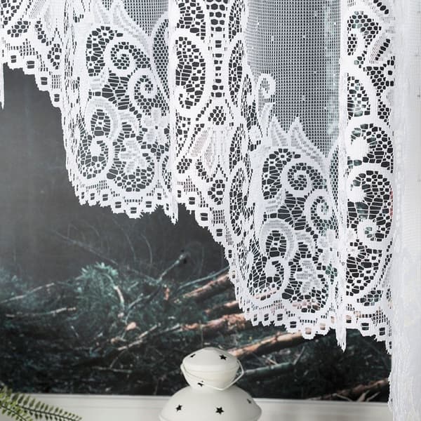 BERENIKA - Færdigfremstillet jacquardgardin med underskæring forneden - 530x160 cm - hvid
