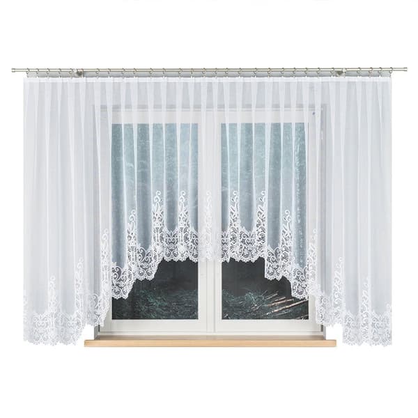BERENIKA - Færdigfremstillet jacquardgardin med underskæring forneden - 530x160 cm - hvid
