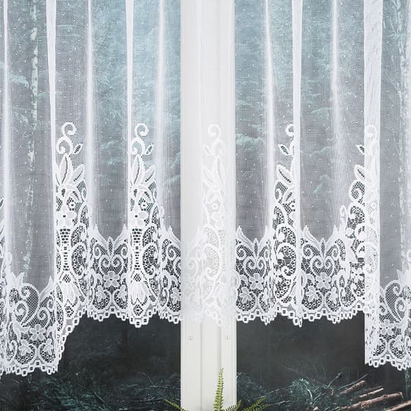 BERENIKA - Færdigfremstillet jacquardgardin med underskæring forneden - 530x160 cm - hvid