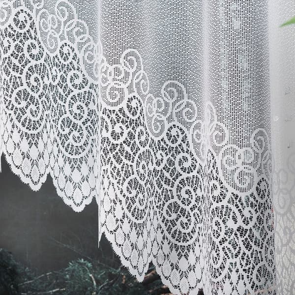 VIOLETTA - Færdigfremstillet jacquardgardin med underskæring forneden - 250x150 cm - hvid