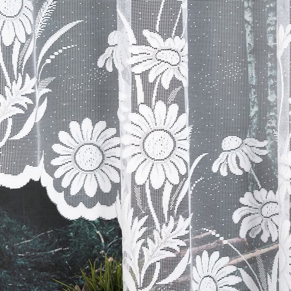 ARALIA - Færdigfremstillet jacquardgardin med et snit forneden - 300x160 cm - hvid