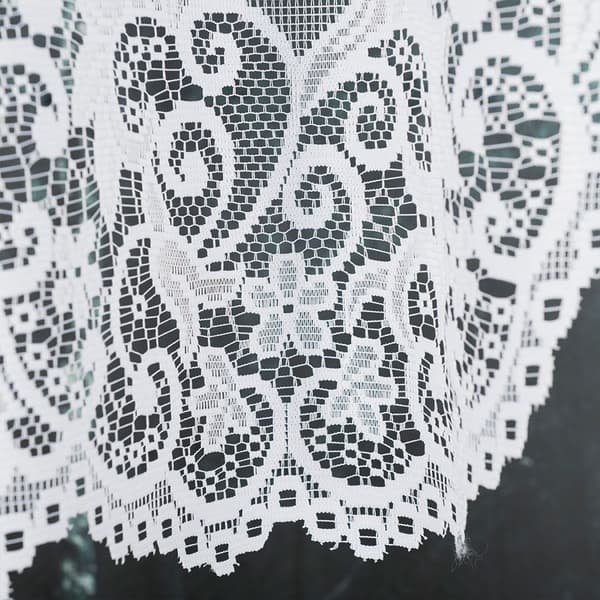 BERENIKA - Færdigfremstillet jacquardgardin med underskæring forneden - 300x170 cm - hvid
