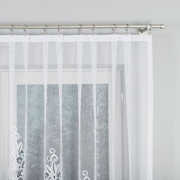 BERENIKA - Færdigfremstillet jacquardgardin med underskæring forneden - 300x170 cm - hvid