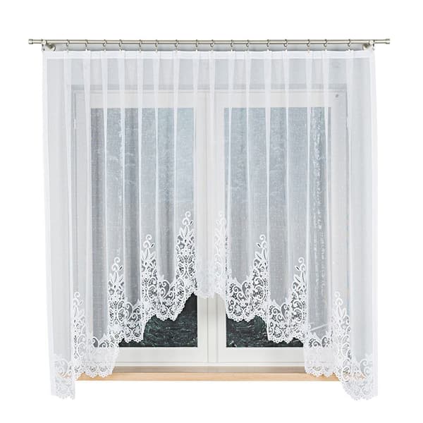 BERENIKA - Færdigfremstillet jacquardgardin med underskæring forneden - 300x170 cm - hvid