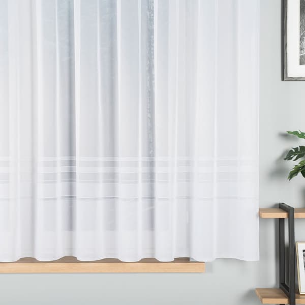 ZOJA - Færdigfremstillet jacquardgardin med lige bund - 400x160 cm - hvid