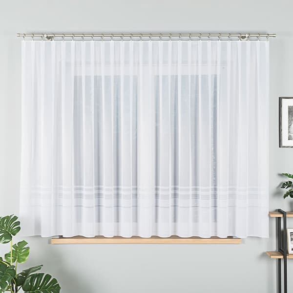 ZOJA - Færdigfremstillet jacquardgardin med lige bund - 400x160 cm - hvid