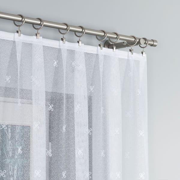 KAROLINA - Færdigfremstillet jacquardgardin med underskæring forneden - 400x170 cm - hvid