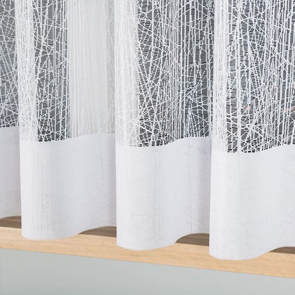 WIKTORIA - Färdig jacquardgardin med rak botten - 410x160 cm - vit