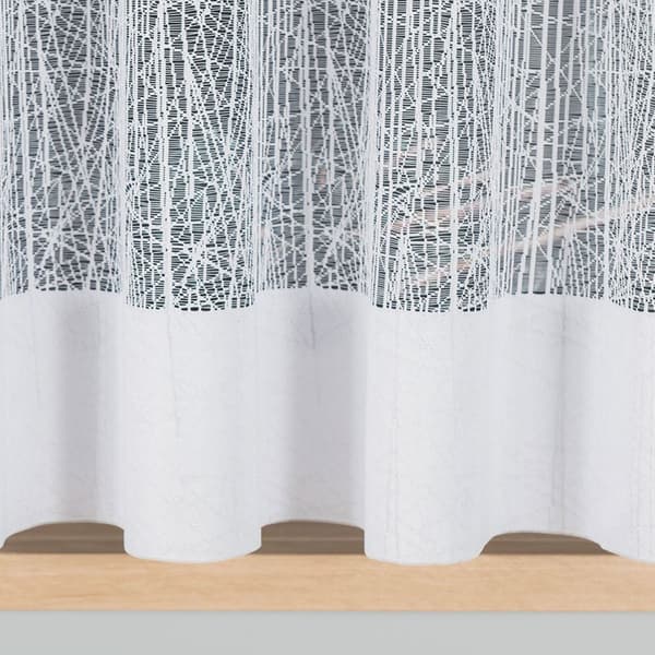 WIKTORIA - Färdig jacquardgardin med rak botten - 410x160 cm - vit