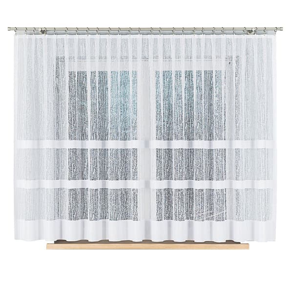 WIKTORIA - Färdig jacquardgardin med rak botten - 410x160 cm - vit