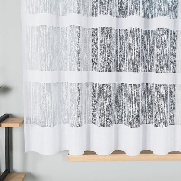 WIKTORIA - Färdig jacquardgardin med rak botten - 410x160 cm - vit