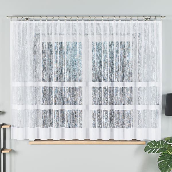 WIKTORIA - Färdig jacquardgardin med rak botten - 410x160 cm - vit