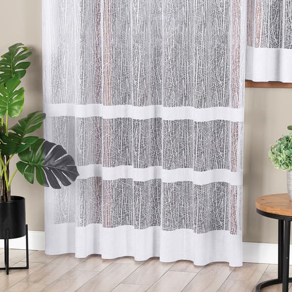 WIKTORIA - Færdigfremstillet jacquardgardin med lige bund - 200x250 cm - hvid
