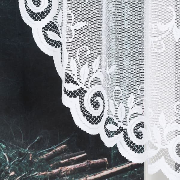 ROZALIA - Færdigfremstillet jacquardgardin med et snit forneden - 250x140 cm - hvid