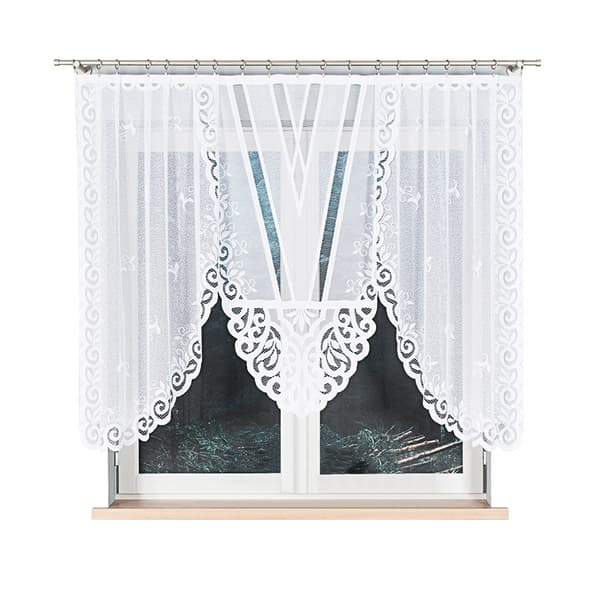 ROZALIA - Færdigfremstillet jacquardgardin med et snit forneden - 250x140 cm - hvid