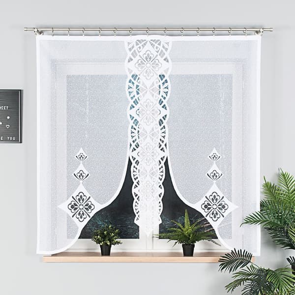 ANITA - Færdiglavet jacquardpanel - 160x160 cm - hvid