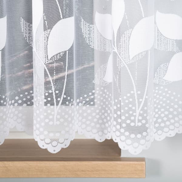 MARTYNA - Färdig jacquardgardin med rak botten - 400x160 cm - vit