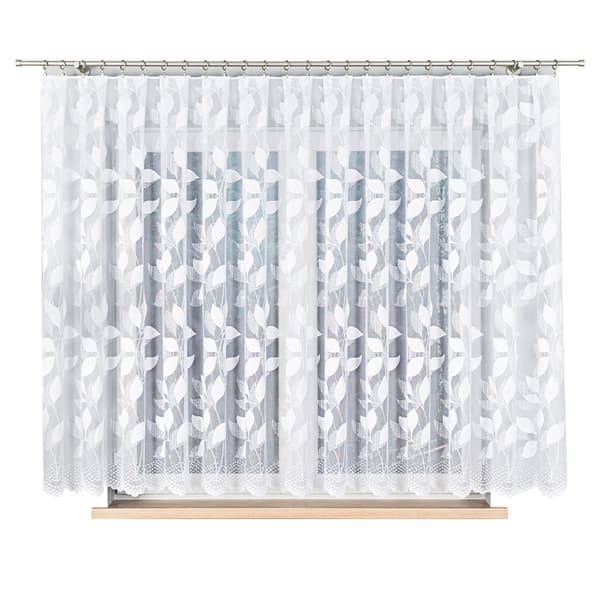 MARTYNA - Färdig jacquardgardin med rak botten - 400x160 cm - vit