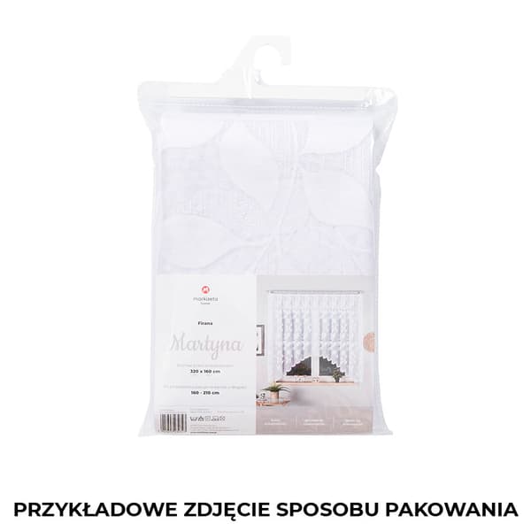 MARTYNA - Färdig jacquardgardin med rak botten - 400x160 cm - vit