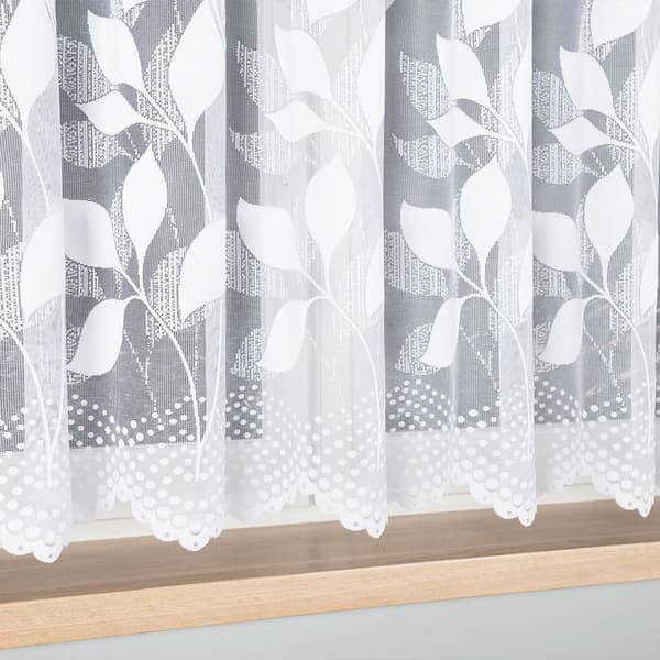 MARTYNA - Färdig jacquardgardin med rak botten - 400x160 cm - vit