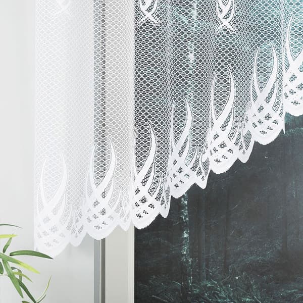 GOSIA - Færdigfremstillet jacquardgardin med underskæring forneden - 250x120 cm - hvid