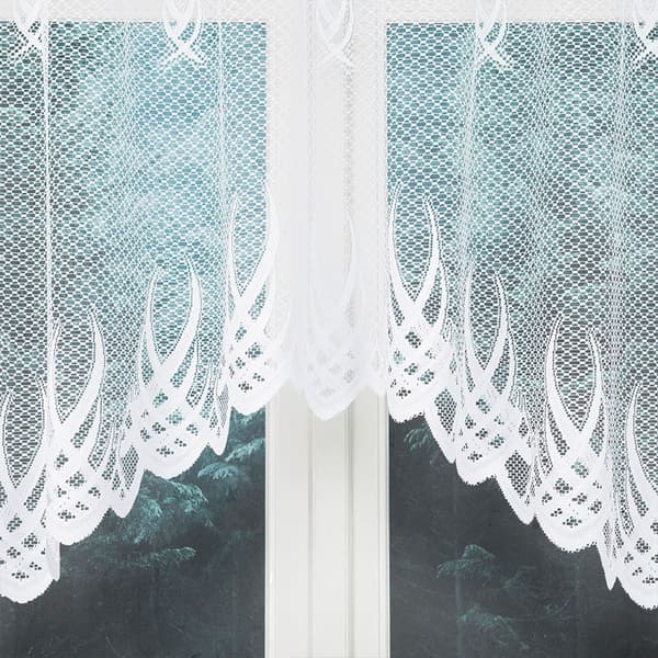 GOSIA - Færdigfremstillet jacquardgardin med underskæring forneden - 250x120 cm - hvid