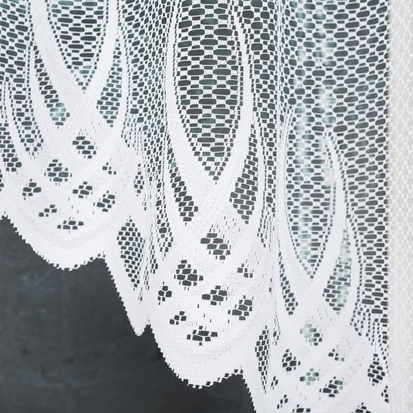 GOSIA - Færdigfremstillet jacquardgardin med underskæring forneden - 250x120 cm - hvid