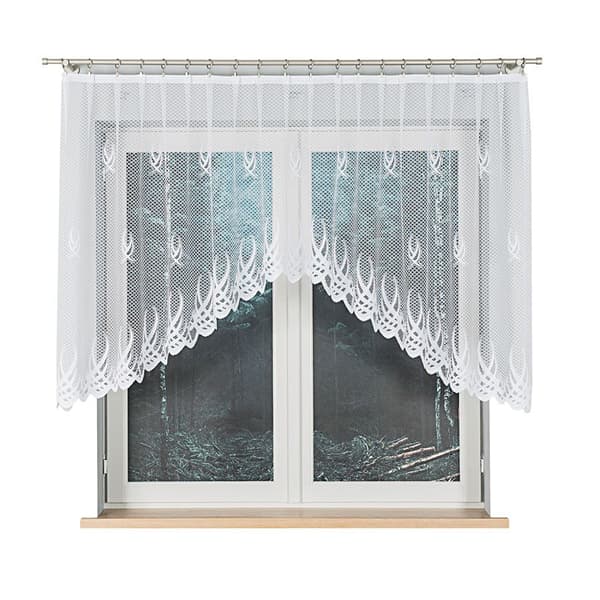 GOSIA - Færdigfremstillet jacquardgardin med underskæring forneden - 250x120 cm - hvid