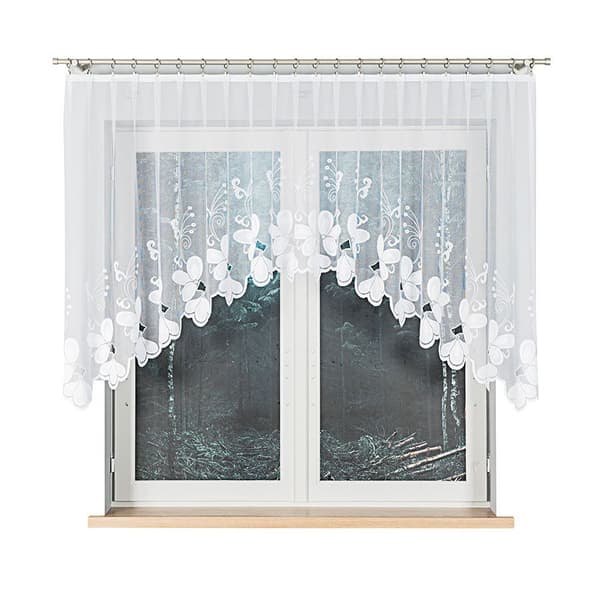 TEODORA - Færdigfremstillet jacquardgardin med underskæring forneden - 250x120 cm - hvid