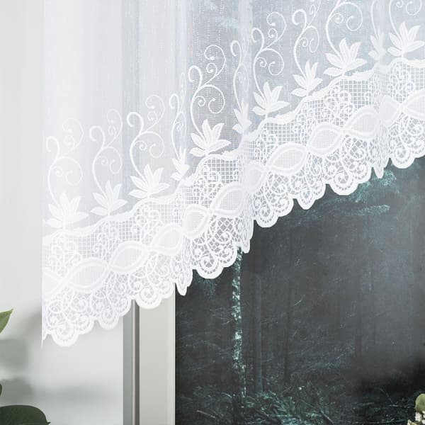 JOWITA - Færdigfremstillet jacquardgardin med underskæring forneden - 250x120 cm - hvid