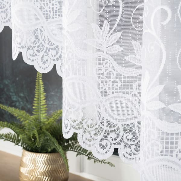 JOWITA - Færdigfremstillet jacquardgardin med underskæring forneden - 250x120 cm - hvid